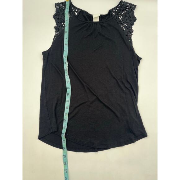 H&M Black Sleeveless Top Lace Shoulder Detail Small Elegant Casual Blouse Soft - Picture 7 of 8